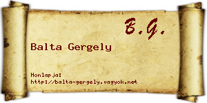 Balta Gergely névjegykártya